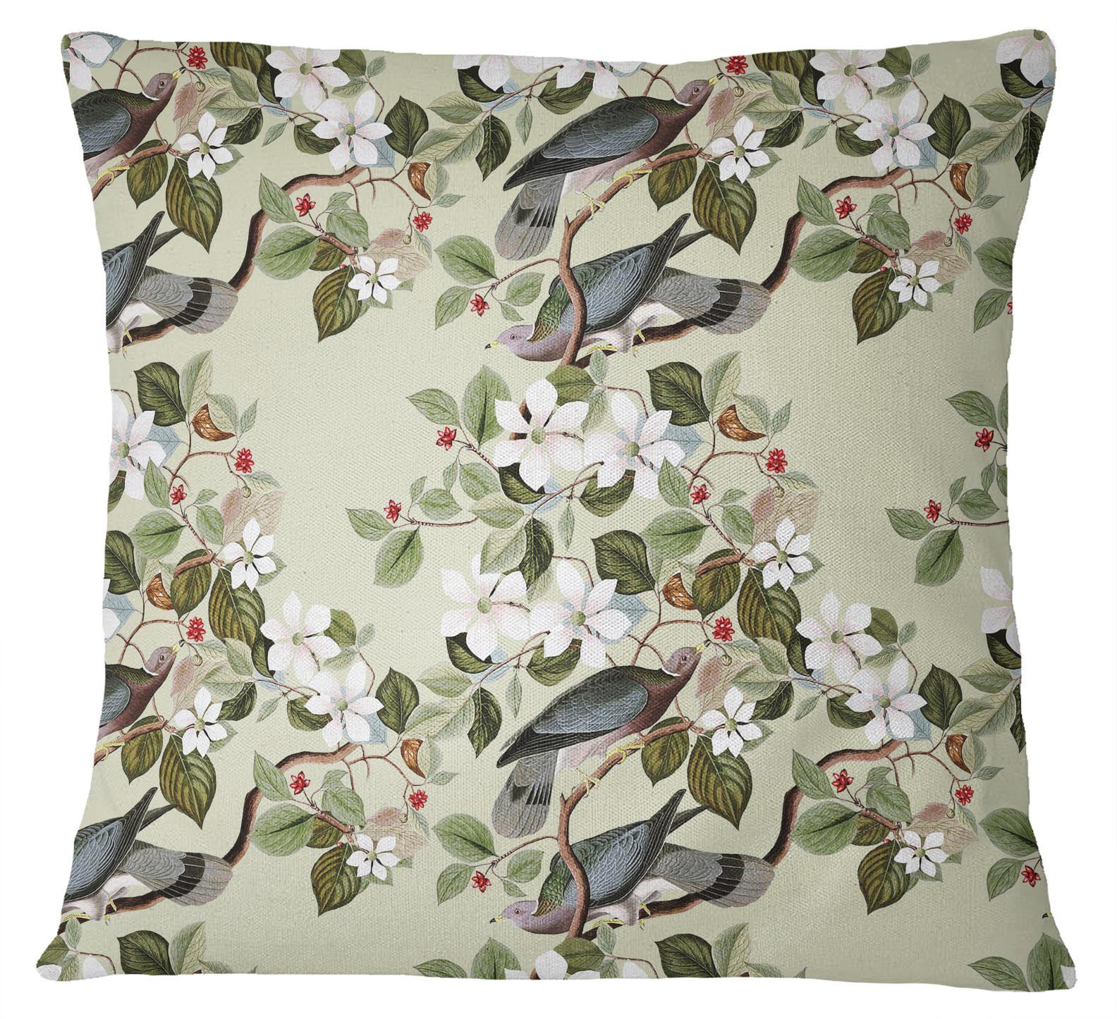 S4Sassy Floral & Bird Print Rectangle 2 Pcs Home Decorative Sofa Pillow Sham 
