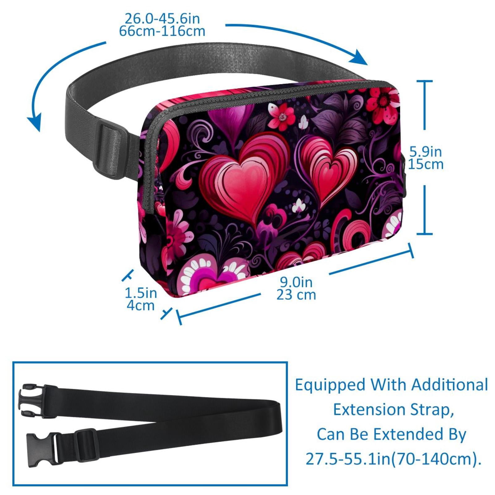 Valentine's Day Love Lightweight Adjustable Sling Bag Waist Pack with Extension Strap Unisex - Ideal for Travel and Outdoor Activities