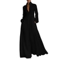 thumbnail image 2 of Miqool Women's Casual Maxi Dress Puff Long Sleeve Stand Collar Button Front Flowy Loose Fit Long Dress with Pockets, 2 of 7