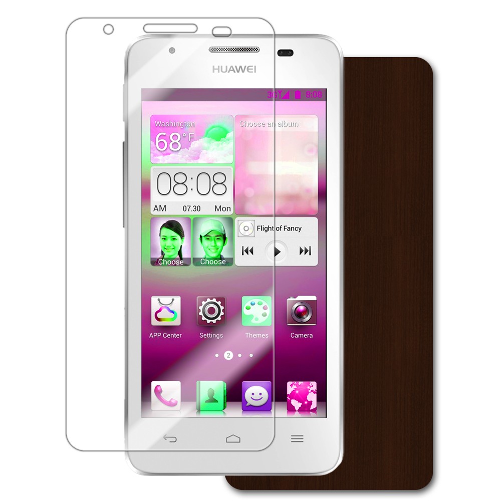 Michelangelo Helder op handicap Skinomi Phone Skin Dark Wood Cover+Clear Screen Protector for Huawei Ascend  G510 - Walmart.com