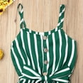 thumbnail image 3 of Canrulo Toddler Kids Baby Girls Clothes Strap Stripe Romper Jumpsuit Summer Outfits Sunsuit Green 4-5 Years, 3 of 6
