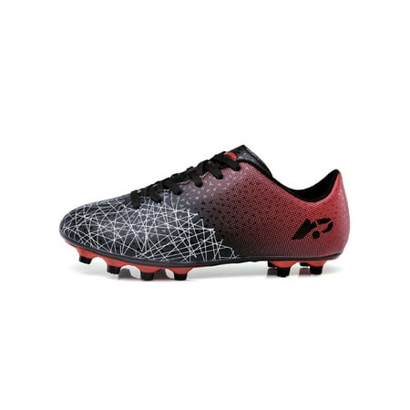 

Sanviglor Boys Girls Football Shoes Firm Ground Athletic Shoe Sport Soccer Cleats Training Breathable Slip Resistant Trainers Lightweight Lace Up Black Long Cleats 4.5Y