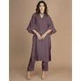 thumbnail image 2 of Moomaya Women's Exclusive 2-Piece Kurta & Pant Set | Designer Roman Silk Outfit With V-Neck, Puffed Sleeves & Pockets - Ethnic Wear, 2 of 9