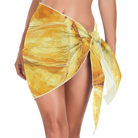 Ckdifva Pineapples Slices Beach Cover Up for Women Swimsuit Coverups Bikini Wrap Short Skirt