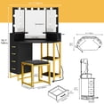 thumbnail image 5 of Dextrus 3 Color Lighting Options,Corner Vanity Set with 4 Storage Drawers and Stool, Black, 5 of 5