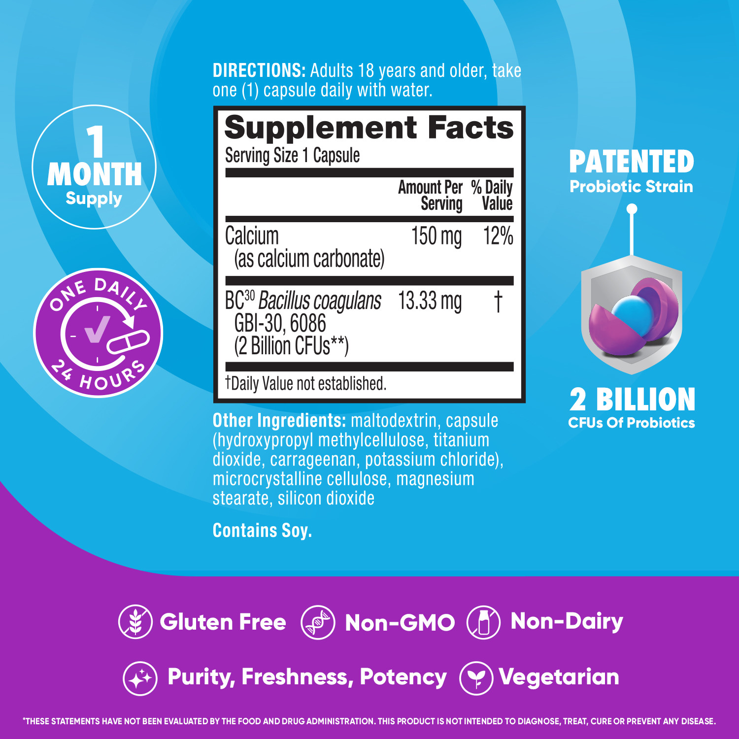 Digestive Advantage Daily Probiotic, Survives Better than 50 Billion - 30 Capsules - image 4 of 11