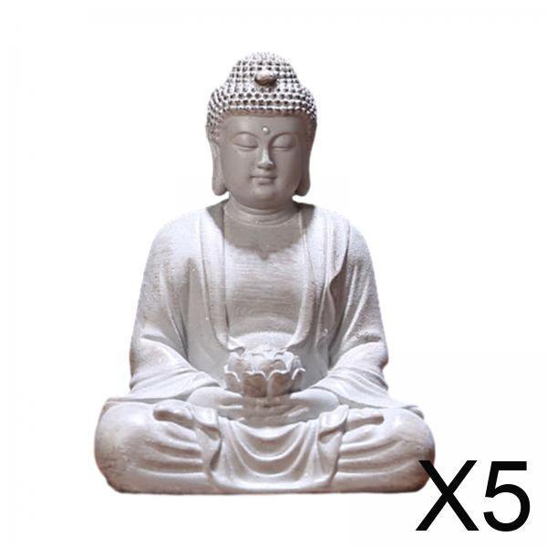 5x Estatua De Buda Figura Decorativa China Portátil Escritorio Decoración De Mesa Pequeña