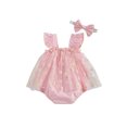 thumbnail image 1 of xiaxaixu Ensemble Justaucorps-Jupe Sans Manches à Col Carré pour Bébé Fille + Bandeau, 1 of 7