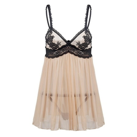 

Intimates Women s Fashion Lace Pajamas Sexy Seductive Suspender Nightdress Cotton Dress for Women Casual Khaki