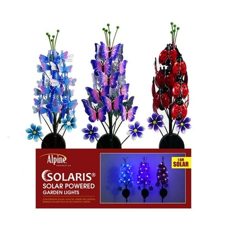 UPC: 0821559706836 | Alpine 8048321 33 in. Solalris Insect Hydrangea Solar Garden Stake  Assorted Color – Iron – Case of 8
