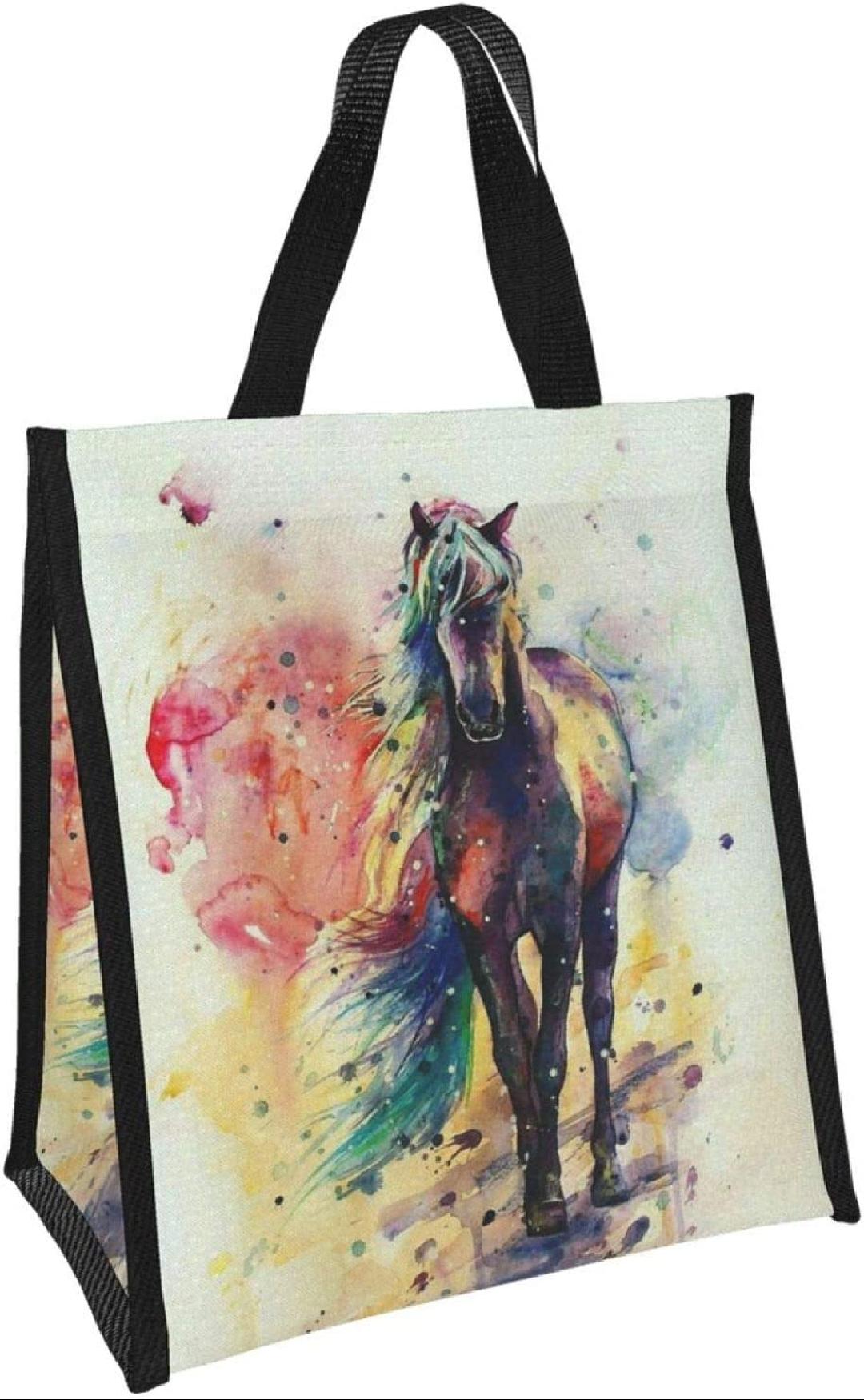 Watercolor Horse Lunch Bag Cooler Bag Women Tote Bag Insulated Lunch