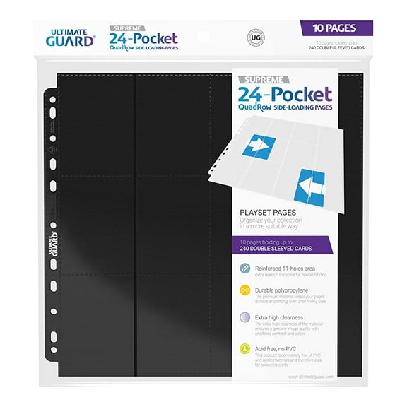 Ultimate Guard 24 Pocket Pocket QuadRow Pages - Black (10 Pages)