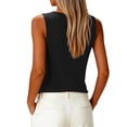 thumbnail image 4 of OIOLOYJM Womens Summer Sleeveless Tank Tops 2026 Casual V Neck Knit Cami Shirts Going Out Trendy Lounge Outfits Black M, 4 of 4