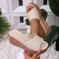 thumbnail image 3 of Dakaela Platform Sandals Women Slip on Espadrille Bohemia Wedge Sandal Comfortable Open Toe Dressy Beach Summer Slides Shoes Beige Size 6, 3 of 5