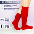 thumbnail image 3 of MDR Women's Extra Long Heavy Slouch Cotton Socks Made in USA 1 Pair Size 9 to 11 (Red), 3 of 7