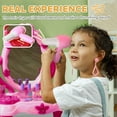 thumbnail image 4 of Qaba Kids Vanity Set with Mirror and Stool, Girls Makeup Table with Light and Sound, 15 Accessories, Pretend Play Set with Hair Dryer, Pink, 4 of 9