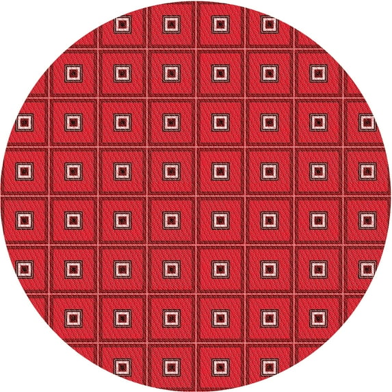 Ahgly Company Machine Washable Indoor Round Transitional Grapefruit Red Area Rugs, 3' Round