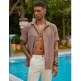 thumbnail image 4 of COOFANDY Mens Short Sleeve Cuban Guayabera Shirt Casual Summer Beach Button Down Shirts, 4 of 6