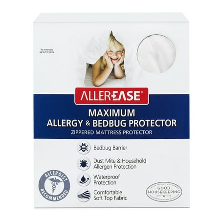 Allerease Twin Maximum Waterproof Allergy and Bedbug Protection Zippered Mattress Protector: Hypoallergenic Twin Bed Encasement