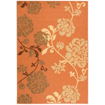 SAFAVIEH Courtyard Qendro Floral Indoor/Outdoor Area Rug, Terra Natural/Brown, 5'3" x 7'7"