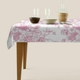 thumbnail image 3 of Pink Floral Tablecloth 60 x 120 Inch Rectangle Chinoiserie Flowers Decorative Table Cloth Rustic Fabric Farmhouse Washable Table Cover for Picnic Party Holiday Home Indoor Outdoor, 3 of 5