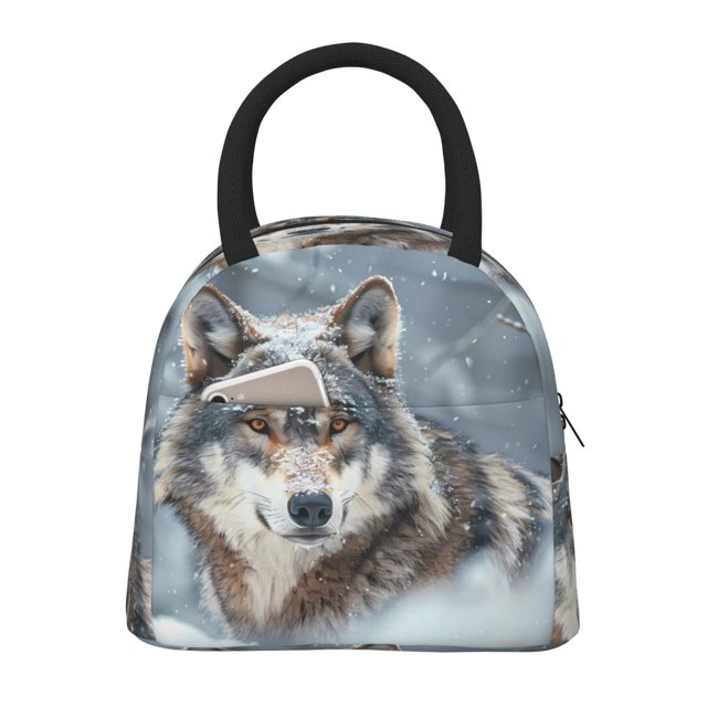 Easygdp Majestic Snowy Wolf Bolsa de Almuerzo Insulada Grande, Forro de Aluminio, Diseño Espacioso, a Prueba de Fugas, Ideal para Trabajo, Picnics, Viajes y Actividades al Aire Libre