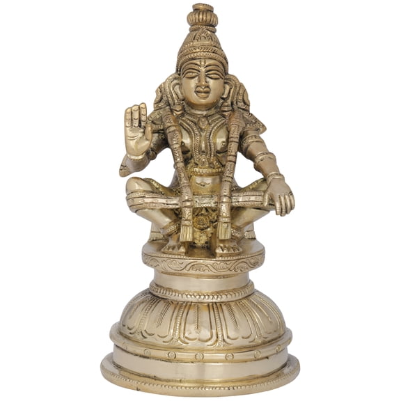 7" Lord Ayyappan In Brass | Handmade | Made In India