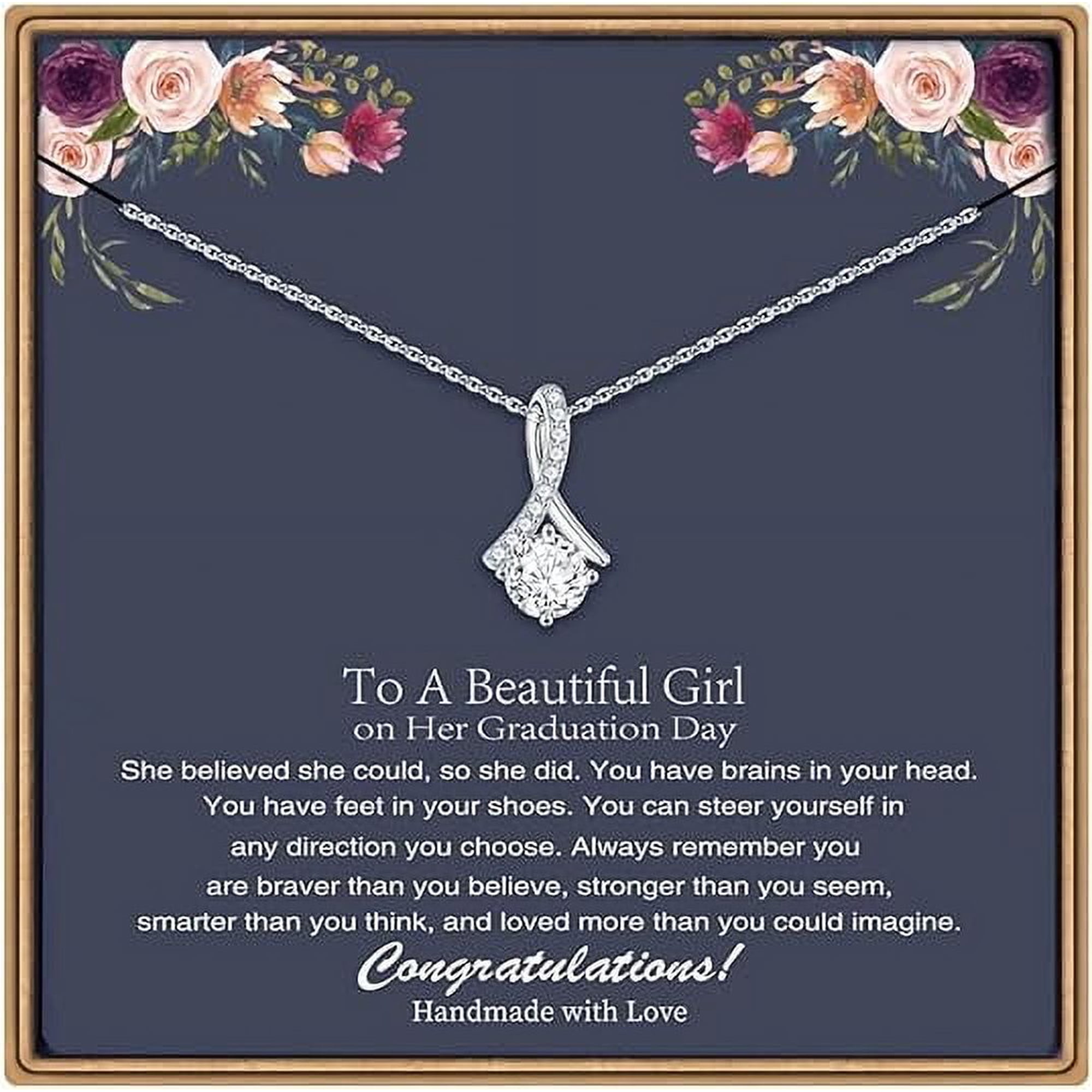Graduation Gifts for Her, Graduation Necklaces for Women with Message Card and Gift Box, 2025 Graduation Gifts, College Graduation Gifts for Her, Women Daughter Granddaughter Niece Gifts