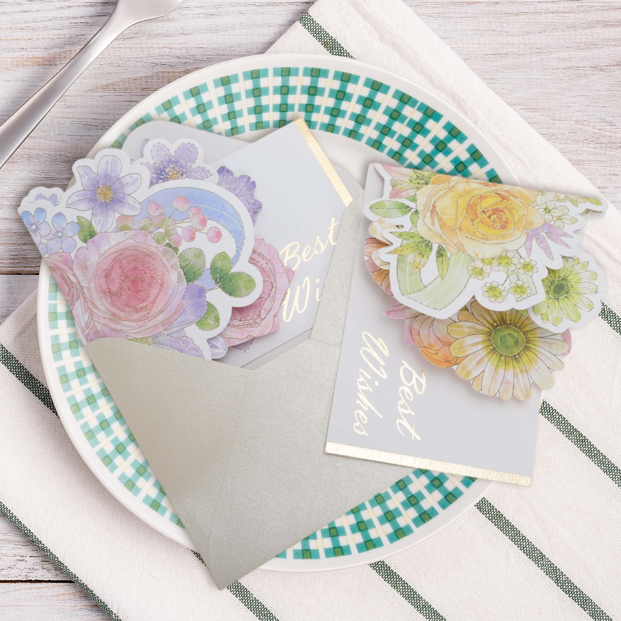 Unique Bargains Pops Up Bouquet Card 3D Greeting Cards with Envelope Purple