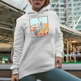 thumbnail image 2 of Let's Stay Cozy, Hand Drawn Snow or Winter Season Art Merch Gift, White Hooded Sweatshirt or Hoodie, Large, 2 of 5