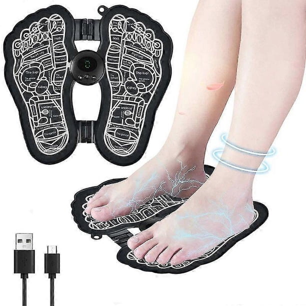 Masajeador eléctrico de pies EMS, esterilla de masaje eléctrica portátil plegable, estimula la circulación de pies y piernas, relaja los músculos y alivia el dolor de pies y piernas.