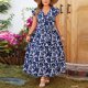 thumbnail image 2 of Vestido de Color Sólido de las Mujeres, Tamaño Grande sin Mangas Botón de Cuello en V Vestido Casual Delantero para la Primavera Y el Verano, Falda de Moda Elástica, 2 of 7