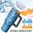 thumbnail image 5 of 40oz Pioneer Flower Floral Print Pattern Insulated Tumbler with Handle, BPA-Free Leak Proof Lid and Straws, Double Wall Vacuum, Hot 12h/Cold 34h, 5 of 6