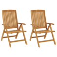 thumbnail image 4 of vidaXL Reclining Garden Chairs with Cushions 2 pcs Solid Wood Teak, 4 of 5