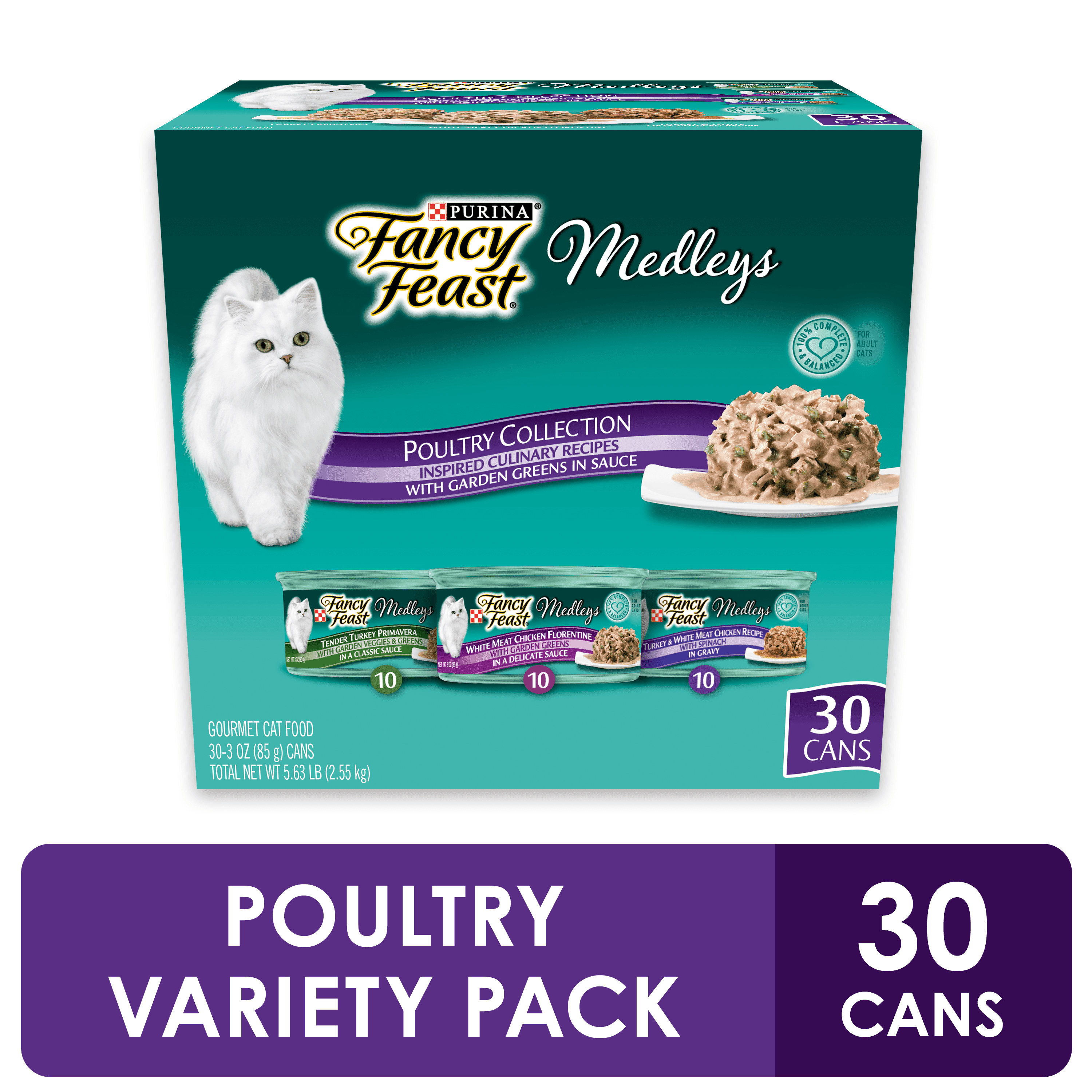 (30 Pack) Fancy Feast Wet Cat Food Variety Pack, Medleys Poultry