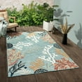 thumbnail image 3 of LR Home Vlora Fran Floral Nautical Indoor/Outdoor Performance Area Rug, Blue/Orange, 5' x 7', 3 of 9