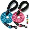 thumbnail image 1 of Paquete de 2 correas para perros, correas para mascotas de cuerda de nailon resistente de 4/5//6 pies con cómodo mango acolchado, correas reflectantes para perros pequeños, medianos y grandes (4FT-3/8, 1 of 1