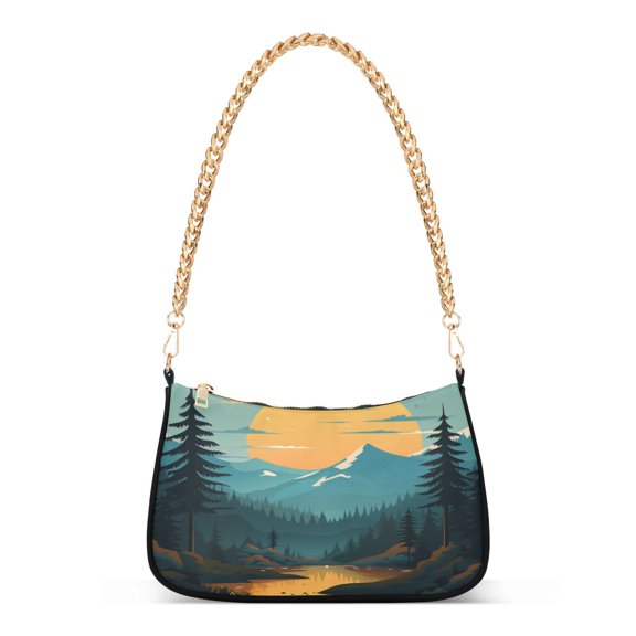 Ryvnso Spring Sunset Womens Chain Shoulder Bag Tote Handbags Clutch Hobo Purse with Zipper for Travel