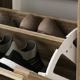 thumbnail image 4 of MONSLIPA Modern Free Standing Shoe Storage Cabinet Organizer with 2 Compartments for Entryway, Brown, 4 of 6