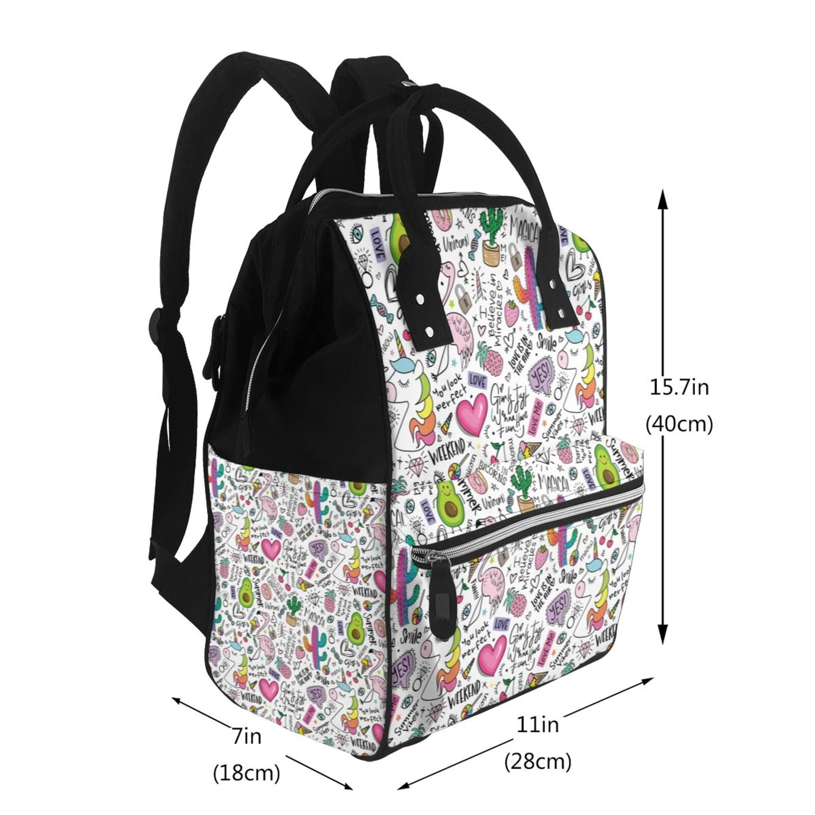 Ratiio Fun Animal with Unicorn Mummy Backpack - Waterproof Twill Canvas, Large Capacity Diaper Bag with Multiple Pockets and Adjustable Straps