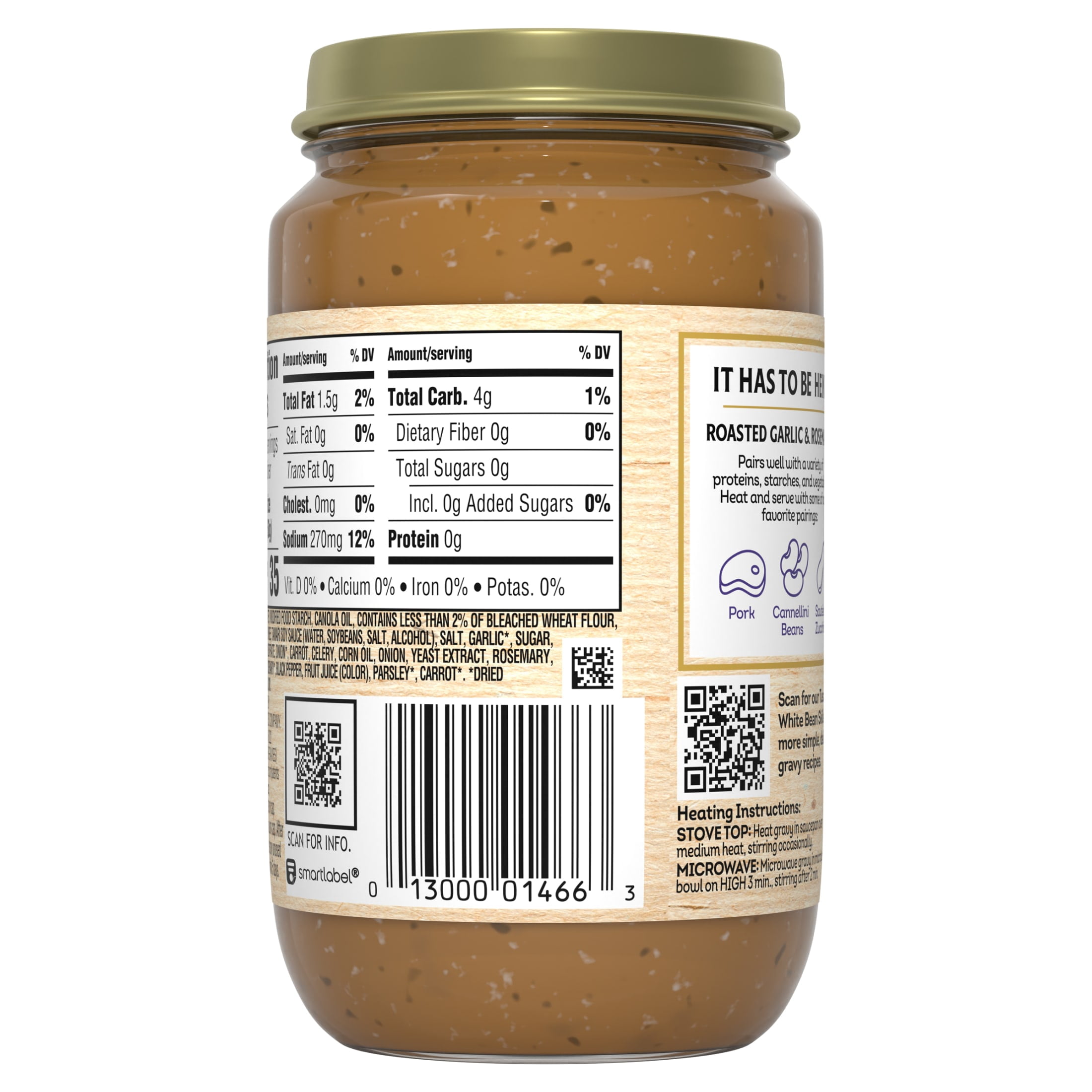 Heinz HomeStyle Roasted Garlic & Rosemary Gravy, 12 oz Jar