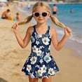 thumbnail image 3 of DISNIMO Girls Swimsuits Floral Print One Piece U Neck Swimwear Skirted Sleeveless Bathing Suit for Kids Girls Hawaiian Summer Swim Dress, 3 of 8