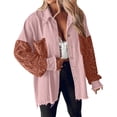 thumbnail image 2 of MPWEGNP Veste Femme à Paillettes Patchwork Manches Longues Veste Haut Bouton devant Surchemise en Denim Surdimensionnée Rose P, 2 of 6