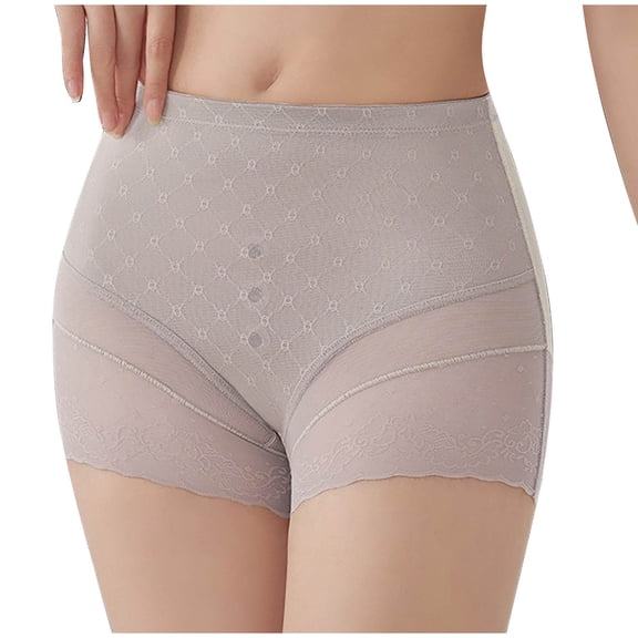 LEBONYARD Shapewear Panties for Women,Women's Seamless Lace Shaped Nylon Compression Pants Short Hip Lifting Underwear Khaki M
