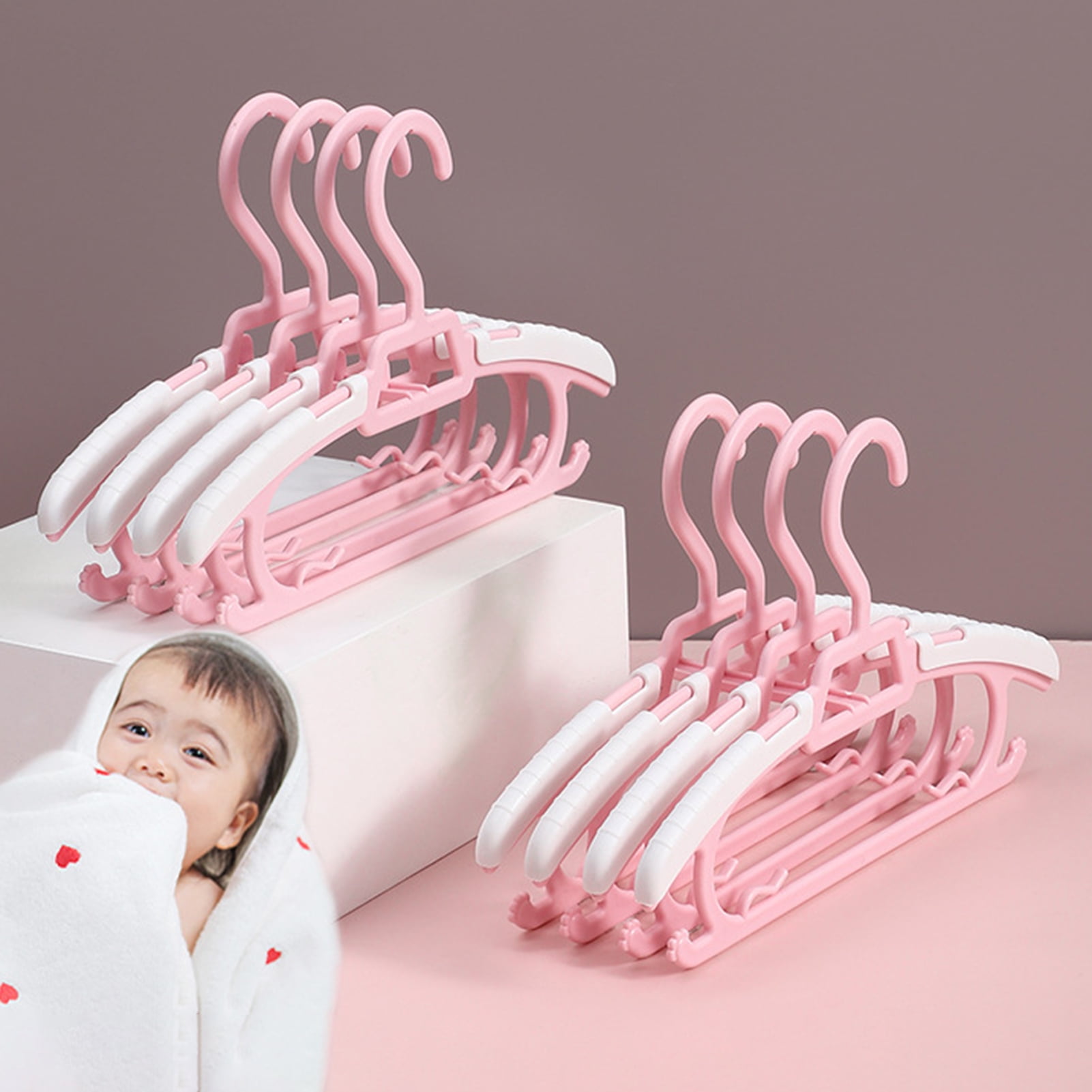 60Pcs-10.2in pink plastic hanger child hanger baby hanger girl hanger kid  hanger plastic baby clothes hangers plastic for Closet infant hanger hanger