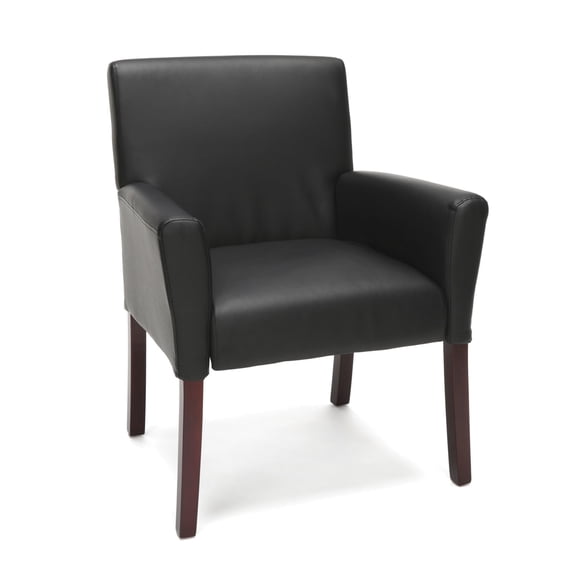 OFM Essentials Collection Fabric Executive Guest Chair with Arms and Wooden Legs, in Tan (ESS-9025-TAN)