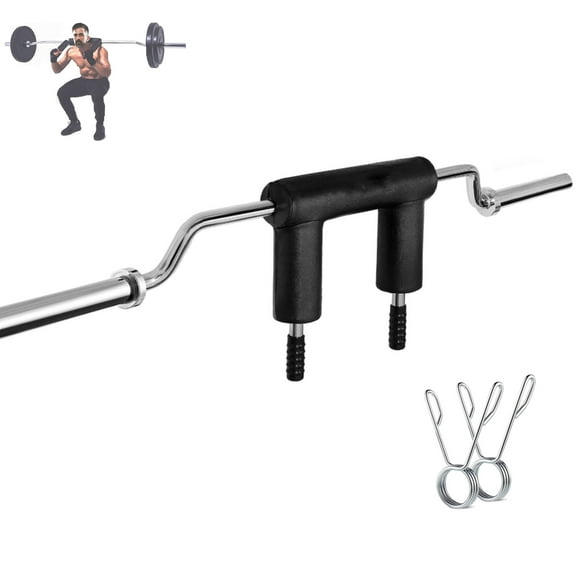 Safety Squat Bar 700LB,Steel Fitness Squat Olympic Bar with 2 xBarbell Clips,Neck & Shoulder Pad,,Strength Training Bars Fits 2" Olympic Plates( Without Weights )