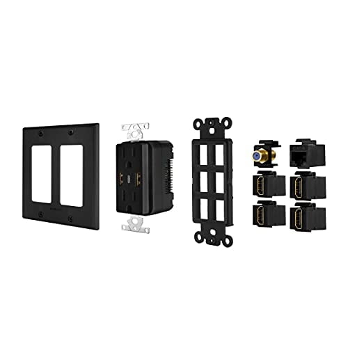 Toma de pared Premium para medios | Puertos USB-A 2.0 duales de 6.3A -