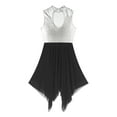 thumbnail image 6 of ZDHoor Women's Metallic Color Block Praise Lyrical Dance Dress Liturgical Worship Tunic Irregular Hem Dancewear Black L, 6 of 7