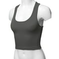 thumbnail image 5 of A2Y Women's Basic Cotton Casual Scoop Neck Cropped Racerback Tank Tops Ash Grey L, 5 of 5